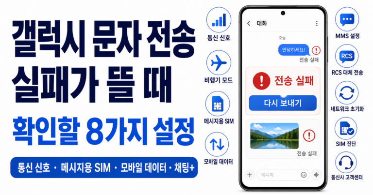갤럭시 문자전송 실패가 뜰 때 확인할 8가지