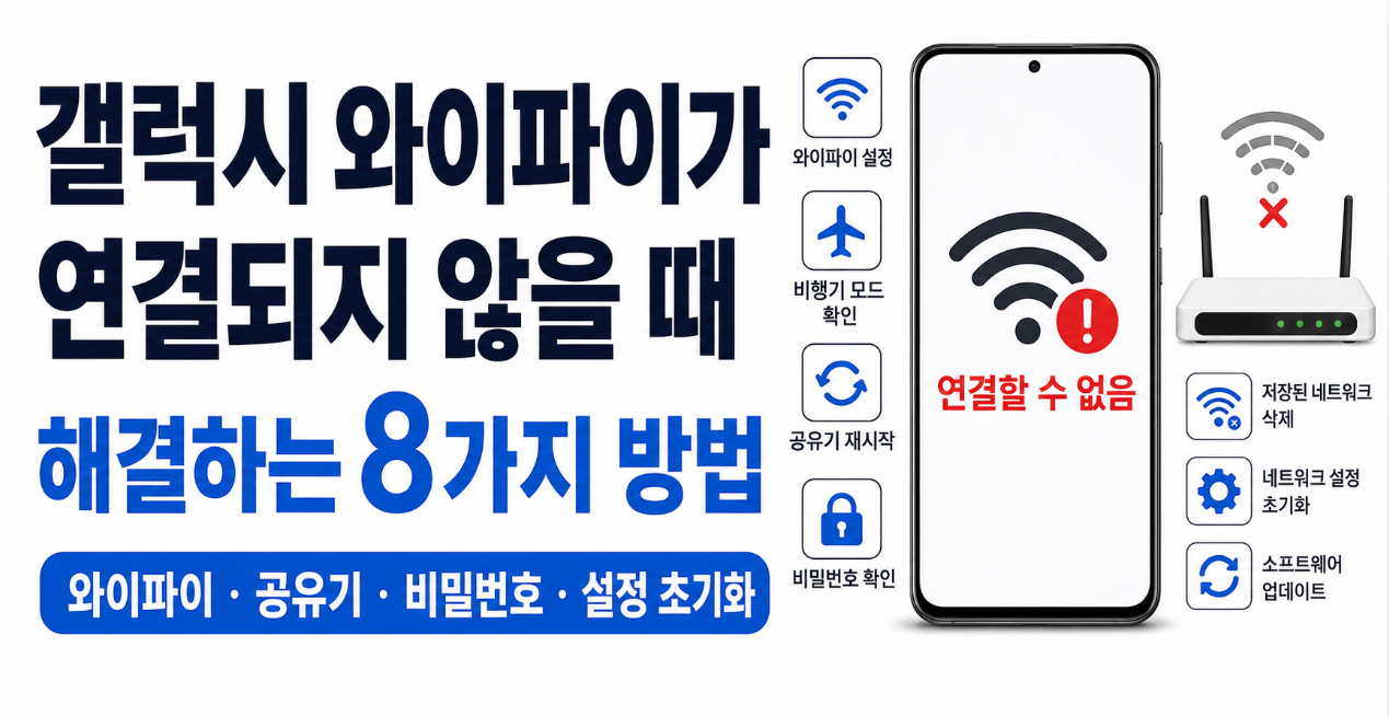 갤럭시 와이파이가 연결되지 않을 때 확인할 8가지 해결 방법