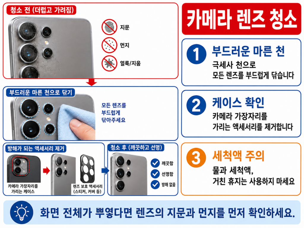 갤럭시 카메라 렌즈를 닦고 케이스를 제거하는 방법