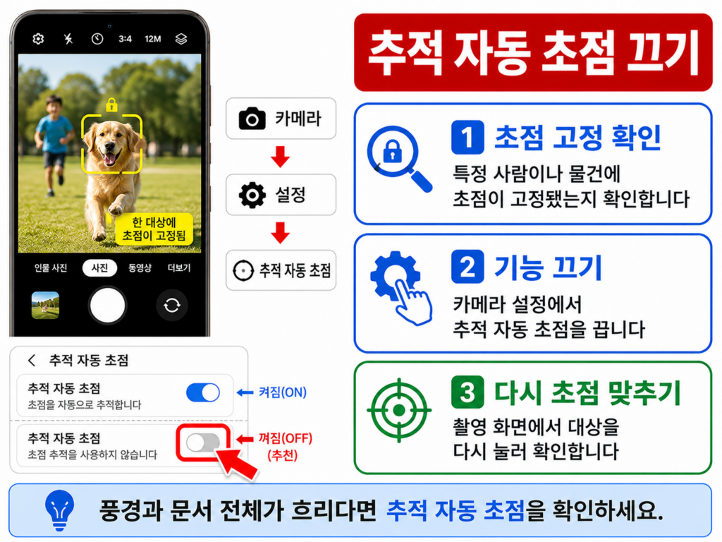 갤럭시 카메라 추적 자동 초점을 끄는 화면