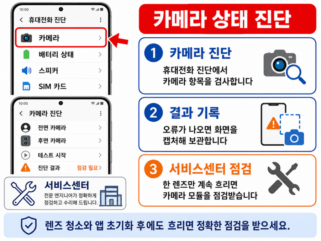갤럭시 카메라를 진단하고 서비스센터에서 점검하는 방법