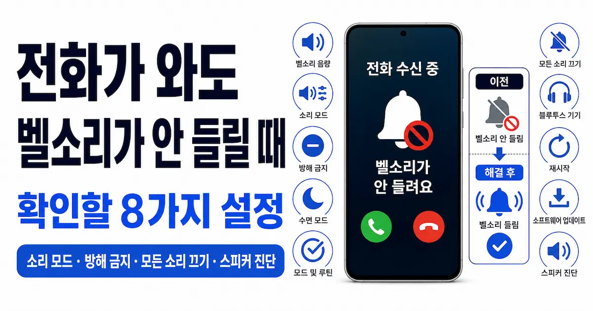 전화가 와도 갤럭시 벨소리가 안 들릴 때 설정 방법
